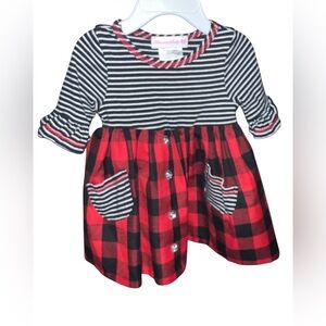 Bonnie Baby Black and Red Striped Plaid Dress